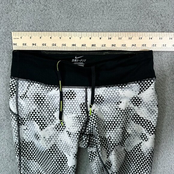 Nike Dri Fit Epic Running Crop Tight Black White Women's Size M - Picture 10 of 13